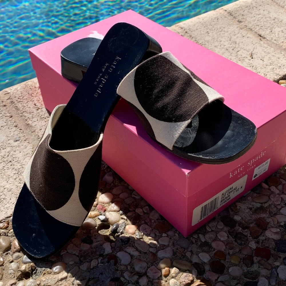 Kate Spade canvas slip on sandals size 7.5 Narrow